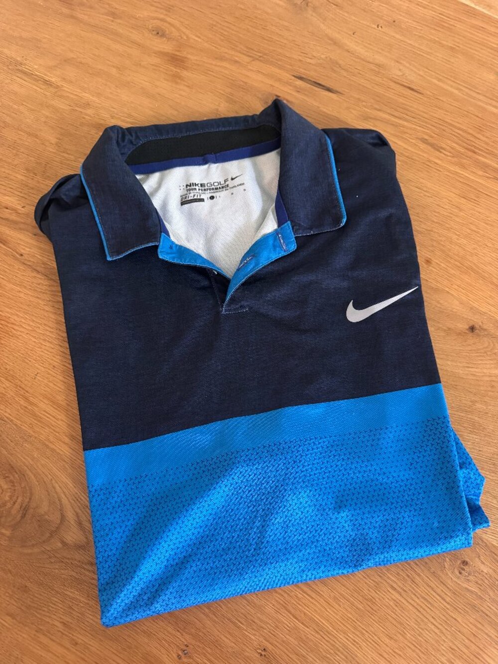 Nike Golf Tour Performance Dri-FIT Polo — Men's Large | Blue & Black